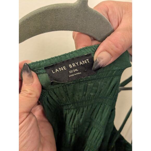 LANE BRYANT Jumpsuit Smocked Spaghetti Strap Wide Leg Green Women Size 22 24 - Picture 4 of 6